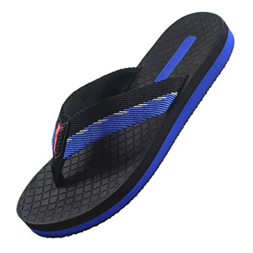 Sandalia para Hombre Chanclas antideslizantes de la moda Zapatillas de playa Zapatillas de verano Sandalias de goma diseñadas para hombres (gris y azul) Cómodo Sandalia ( Color : Blue , Size : 9.5# )