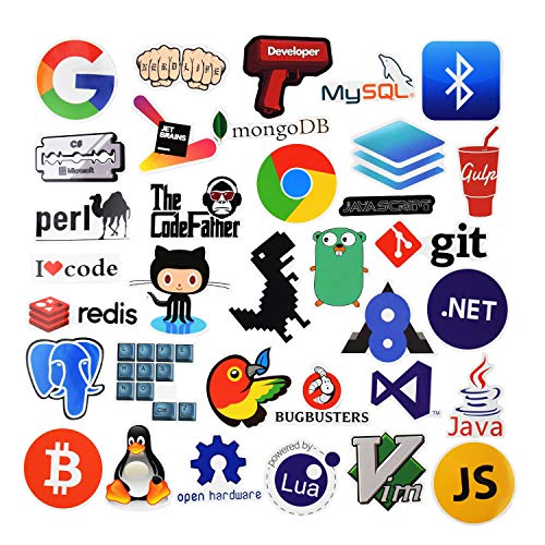 Sanmatic Lote 108Pcs Adhesivos para Ordenador Portátil para el Lenguaje de Programación Desarrollador Comprennent Logo Pegatina,C + +,Python,Linux,Swift,Los Piratas Informáticos,Les Geeks,Les Codeur