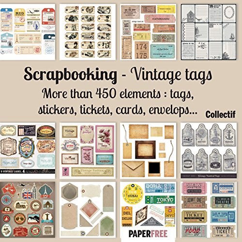 Scrapbooking kit vintage tags - 20,5 x 20,5 cm - 8,5 x 8,5 inch
