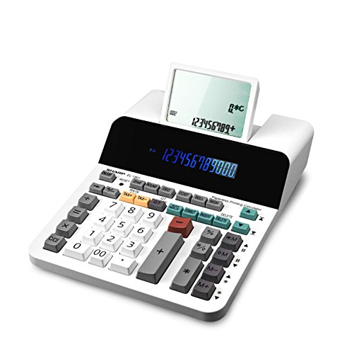 Sharp EL-1901 - Calculadora de impresión sin Papel con Pantalla LCD de 12 dígitos, Funciona como calculadora de impresión/máquina de añadir con Pantalla LCD en Lugar de Papel