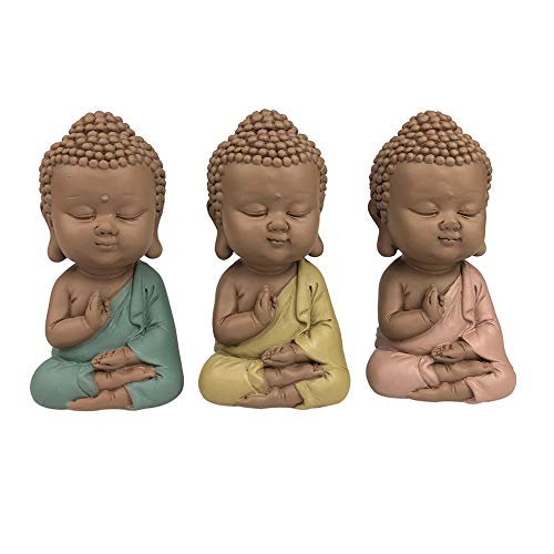 Signes Grimalt By Sigris - Figuras Decorativas | Budas Decorativos - Figuras de Budas Meditando, Pack de 3 - 10x5x5 cm