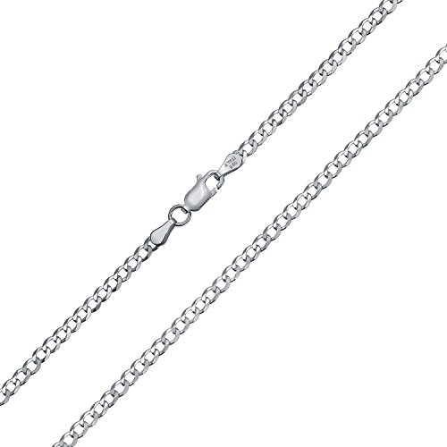 Solid Curb Cuban Link Chain 080 Gauge for Women For Men collar 925 plata de ley 18 pulgadas