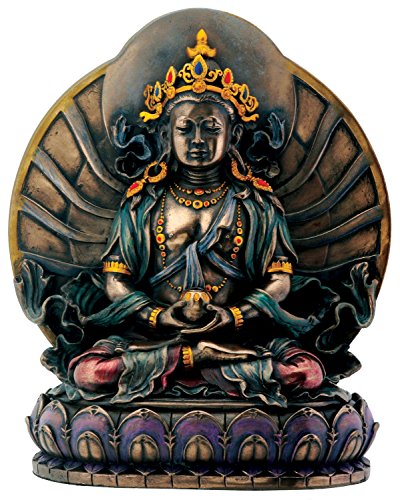 Summit StealStreet Bronce Amitayus Sentado sobre Hoja de Loto Budismo decoración Figura Decorativa