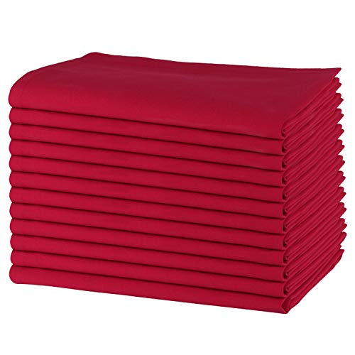 SweetNeedle - Paquete de 12 - Servilletas grandes de algodón 100% algodón 50 CM x 50 CM (20 IN x 20 IN), Tomate Rojo - Tejido pesado para uso diario con acabado de esquinas acanaladas