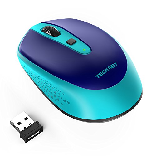 TECKNET Mini Ratón Inalámbrico Wireless Mouse Óptico, Omni 2.4G Ratón Portátil con Receptor USB Nano, 4 Botones, 3 dpi Ajustables, para Laptop, PC, Ordenador, Chromebook, Notebook, Azul