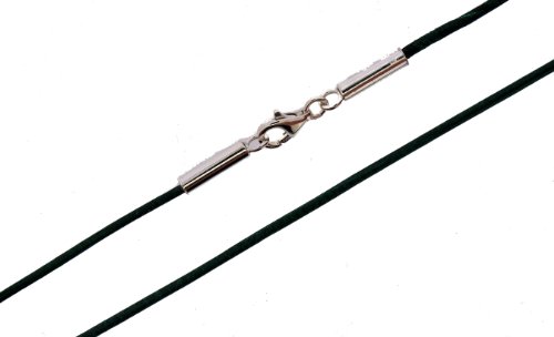 TF: collar de cuero genuino y resistente, de 2 mm de diámetro, en color verde, longitud: 38 cm, con cierre de plata de ley