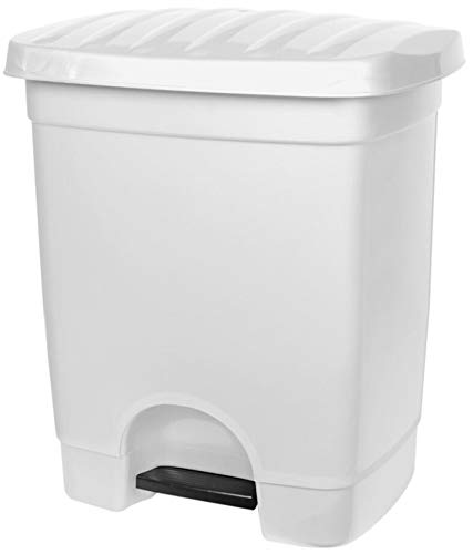 TIENDA EURASIA® Cubo de Basura con Pedal para Cocina - 35L - Material de Plastico Reciclado Ecológico - Medidas: 40X33X47 cm (Blanco)
