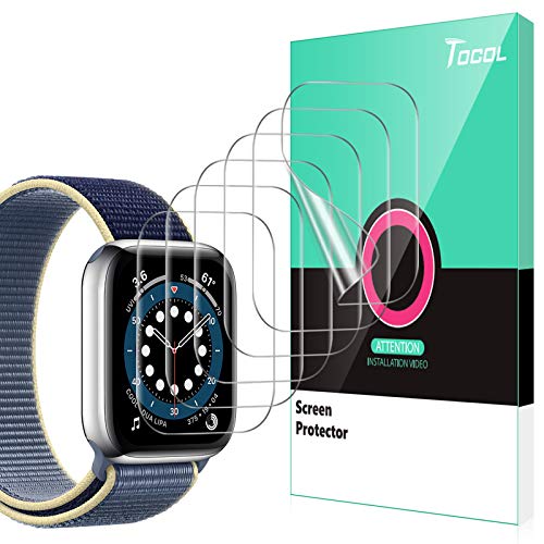 TOCOL 6 Piezas Protector de Pantalla Compatible para Apple Watch Series 5 4 44mm y Apple Watch Series 3 2 1 42mm HD Clear Soft TPU Films Not Glass Protector de Pantalla