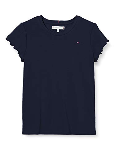 Tommy Hilfiger Essential Ruffle Sleeve Top S/s Camiseta, Azul (Twilight Navy C87), 6-7 años (Talla del Fabricante: 7) para Niñas
