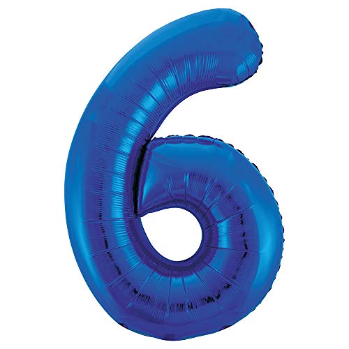 Unique Party- Globo gigante número 6, Color azul, 86 cm (55746) , color/modelo surtido