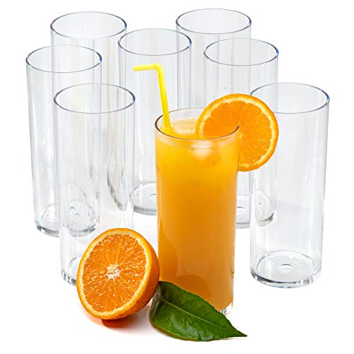 Vasos de agua zumo plástico duro reutilizables policarbonato cristal copas irrompibles 30 cl - Conjunto 8 Piezas