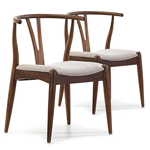 VS Venta-stock Pack 2 sillas Rustic Color Nogal, Madera Maciza, 55 cm (Largo) 54,5 cm (Profundo) 76 cm (Alto)