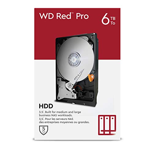 WD Red Pro NAS Disco duro interno de 3.5 pulgadas 6 TB Clase de 7200 r. p. m., SATA de 6 Gb/s, CMR y Caché de 256 MB
