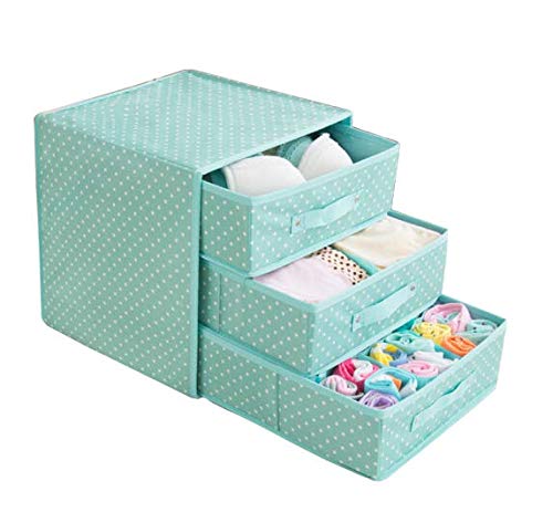 Wuyue Hua - Caja de almacenamiento para ropa interior, de tela Oxford, caja de almacenamiento de escritorio para sujetador, ropa interior, calcetines, como un cajón, con tres capas