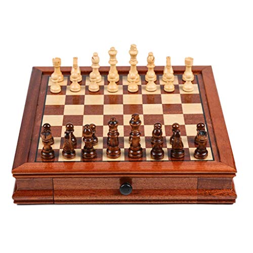 Yxxc Game Board Trave Chess Set Solid Wood Chess Set with Double Drawer Magnetic Handmade Pieces Chess Board Multifunction for Adult Chess Games Chess,Larg