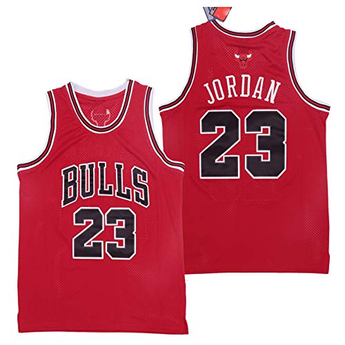 ZHS Michael Jordan Basketball Jersey para Hombre Chicago Bulls # 23 Jersey para Fan Bordado Camiseta De Malla Transpirable Y Resistente Al Desgaste Red-S(170~175CM)