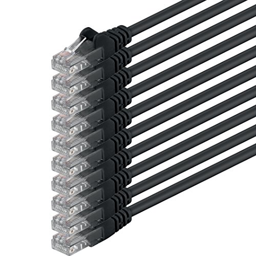 0,5m - negro - 10 piezas - Cable de red Ethernet con conectores RJ45 CAT6 CAT 6 Cat.6 1000 Mbit/s
