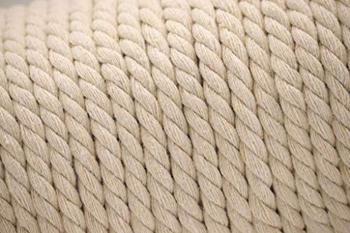 10 M de cuerda de algodón, trenzada, de colour gris - de colour blanco, 8 mm de grosor