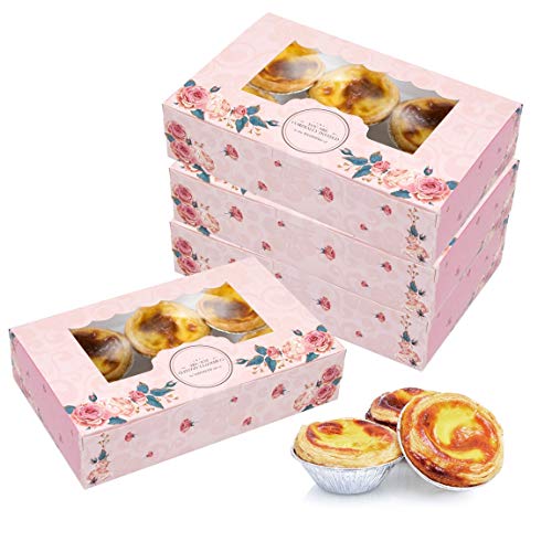 15 Paquetes de Cajas de panadería Rosadas con Ventana para 6 Cajas de Regalo de Papel para Cupcakes, recipientes para Cupcakes,Soporte para Tartas ecológico,Regalos de Fiesta para Galletas,panaderías