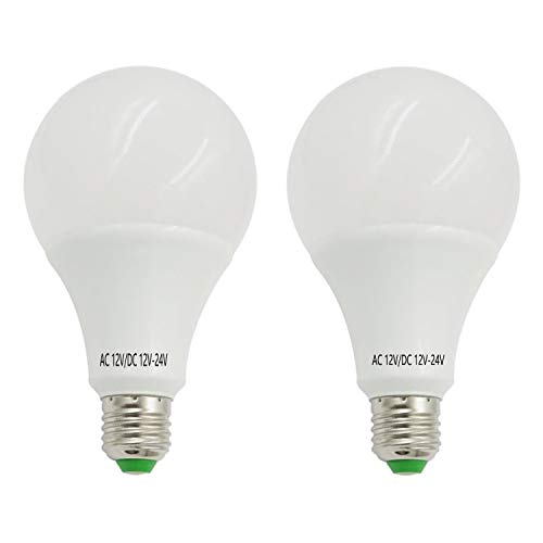 AIYOWEI Paquete de 2 bombillas LED E26 E27 12 V-24 V CA/CC 12 W 1100 lúmenes a prueba de explosiones LED de ahorro de energía para el hogar Offiee (blanco 6000 K-6500 K)