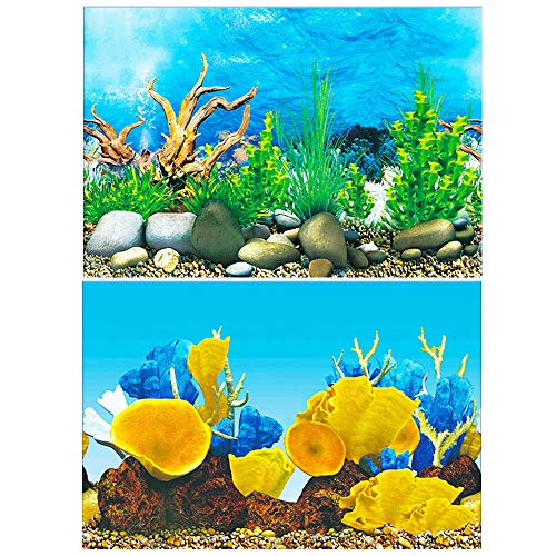 Amakunft 50 cm de alto x 122 cm de ancho, adhesivo para fondo de acuario, doble cara, papel pintado para tanque de peces océano fondo marino y arrecife de coral
