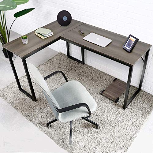 Amzdeal Mesa Escritorio Esquinero, Escritorio en L Mesa de Ordenador, mesa de escritorio para computadora, escritorio de esquina para computadora,143x11x75 cm (nogal marrón)