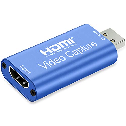 Aokeou Convertidor De Captura De Vídeo, HDMI A USB 2.0 Capturadora Digitalizadora De Vídeo Game Capture HDMI - USB 2.0 1080P 60FPS HD Dispositivo De Transmisión (Blue)
