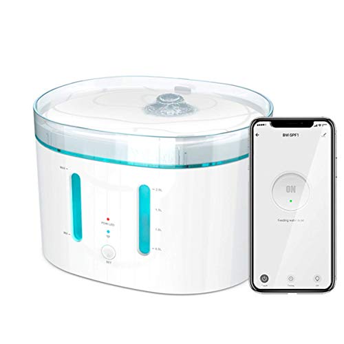 Bebedero de Agua para Perros y Gatos automático WiFi 2 litros, Doble purificación con Luces UV e Incluye 2 filtros. Fuente de Agua Compatible con App Smart Life, Alexa y Google Home.