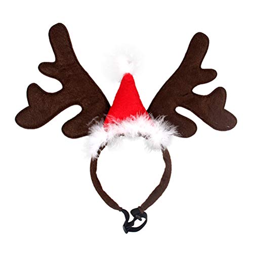 BESTOYARD Diadema de Navidad para mascotas, diseño de reno con cuernos de reno