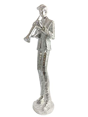 Beyond Musiker Trumpet - Figura de porcelana para decoración de habitaciones (30 cm, acabado plateado)