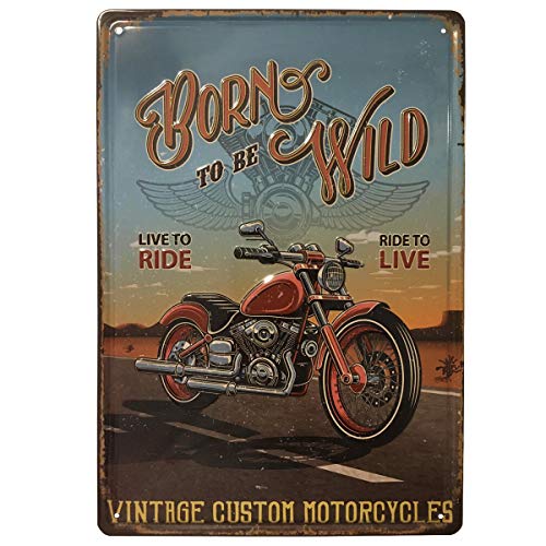 BOEMY Chapa Decorativa Vintage Moto Clásica | Placa/Cartel de Pared de Metal con Relieve [ Moto Antigua ] para Garage, Taller, Casa o Bar | Medidas 20x30 cm.
