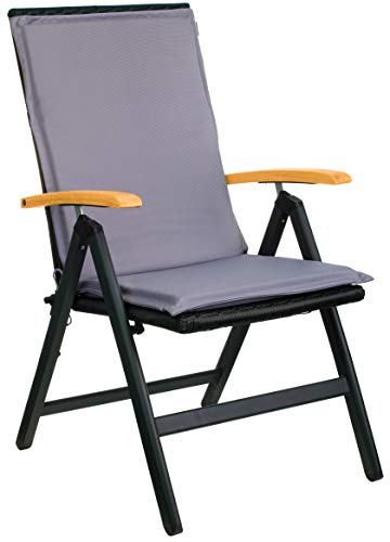 Brandsseller Cojín para silla de jardín, aprox. 50 x 110 cm, respaldo alto, color gris claro