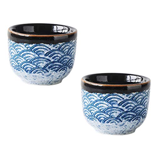 Cabilock 2 Piezas Tazas de Té de Cerámica Japonesa Tazas de Té de Cerámica Esmaltada Tradicional Taza de Café de Té Kungfu Tazas de Porcelana Artesanal