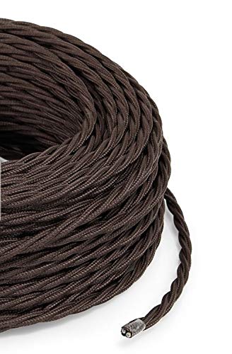 Cable eléctrico trenzado/trenzado revestido de tela. Color marrón. Sección 3 x 0,75 (10 metros)