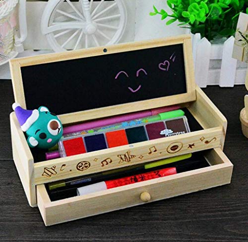 Caja de lápiz de madera caja de lápiz caja de tiza acabado caja papelería almacenamiento caja de madera multifuncional caja de lápiz