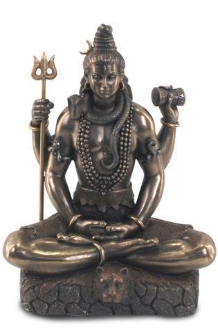 CAPRILO Figura Decorativa Buda Shiva Resina Bronce. 21 x 17 x 9 cm.