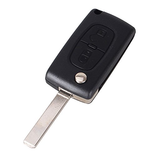 Carcasa llave para Peugeot 207 307 308 3008 5008 807 Expert Partner C2 C3 C4 C8 Berlingo Jumpy | CE0536 | 2 botones | Mando a distancia con ranura para pilas