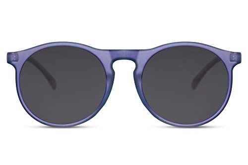 Cheapass Gafas de Sol Unisex Redondas Inspiración Diseñador Mate Azul Transparente Montura con Lentes Oscuras UV400 protegidas Hombres Mujeres
