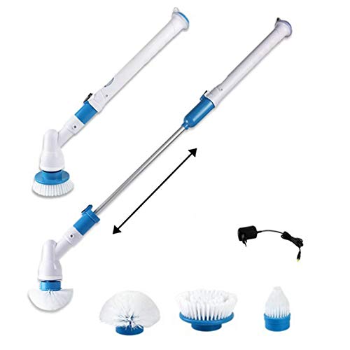 CHYK depurador rotativo eléctrico rotativo recargable con 3 tipos de cabezales de cepillo de limpieza para suelos y paredes de azulejos (azul)