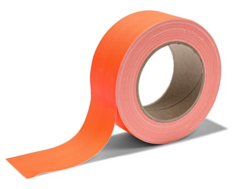 Cinta de tela"Gaffa", cinta adhesiva de color neón de tela recubierta de PE, 50 mm de ancho x 25 m de largo, 0,36 mm de espesor, naranja neón mate