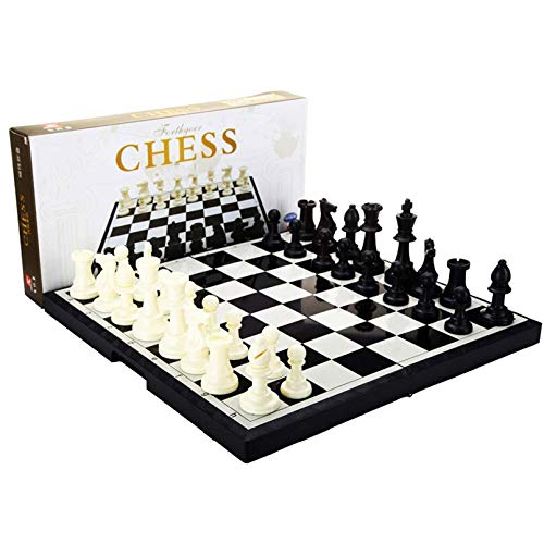 Conjunto de ajedrez de viaje de la armería de ajedrez moderno 37 cm x 37cm- Conjunto de ajedrez de plástico con caja plegable de ajedrez magnético y caja de almacenamiento - Juego de mesa de ajedrez p