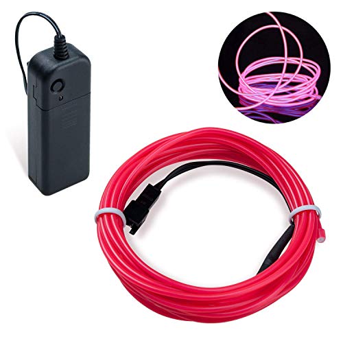 COVVY Cable LED Tira de Luces de Neon Flexible de Alimentado 3 Modos de Funcionamiento, Decoración de Coche, Fiestas, Disfraz de Carnaval (Rosado, 3M)