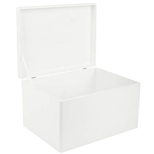 Creative Deco XXL Blanca Grande Caja de Madera para Juguetes | 40 x 30 x 24 cm (+/-1cm) | con Tapa Cofre para Decorar | para Almacenar Documentos, Objetos de Valor, Herramientas