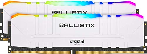 Crucial Ballistix BL2K8G30C15U4WL RGB, 3000 MHz, DDR4, DRAM, Memoria Gamer para Ordenadores de sobremesa, 16GB (8GBx2), CL15, Blanco