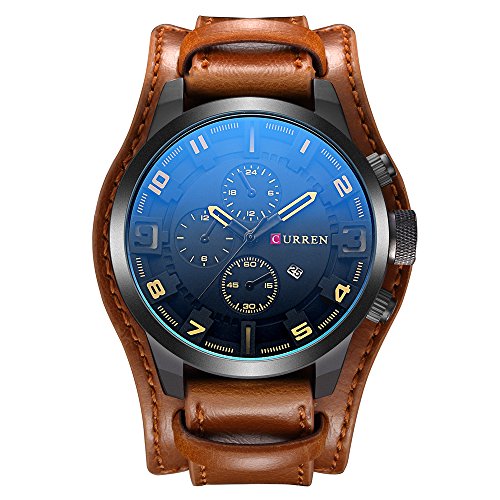 Curren - Reloj de pulsera analógico digital de cuarzo para hombre con pulsera de cuero