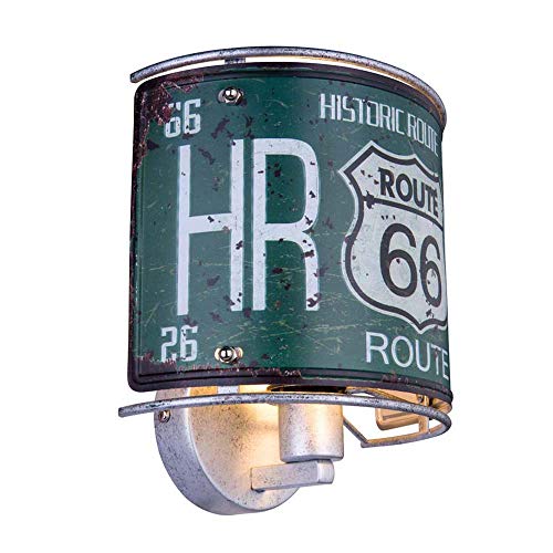 depot8 Route66 - Lámpara de pared (metal), diseño antiguo, color plateado
