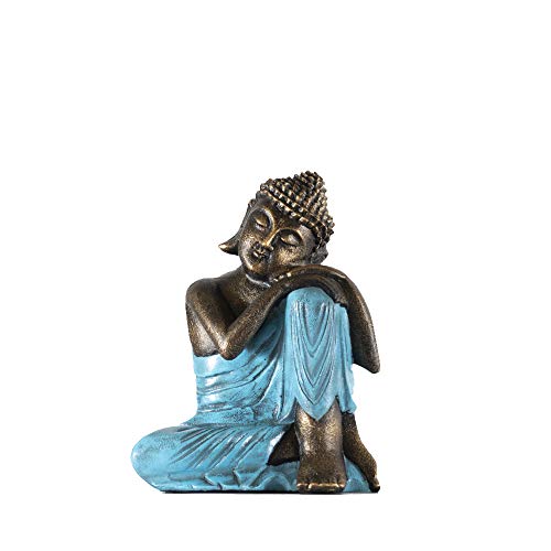 Edenjardi Figura de Buda descansando en Color Turquesa | 30 cm de Alto