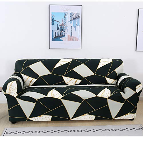 ele ELEOPTION Funda de sofá elástica en Diferentes tamaños y Colores (3 plazas para sofás de 170 – 220 cm, geométrica B)