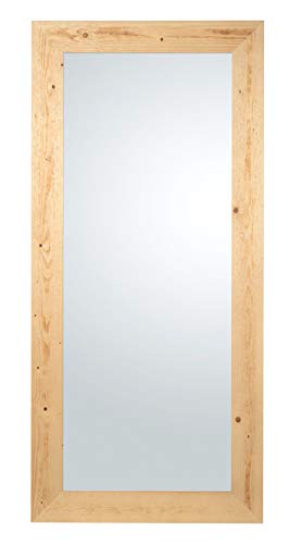 Espejo de pared o de pie con marco de madera Abeto acabado nogal claro naturale. Made in Italy. Tamaño externa cm. 85x185