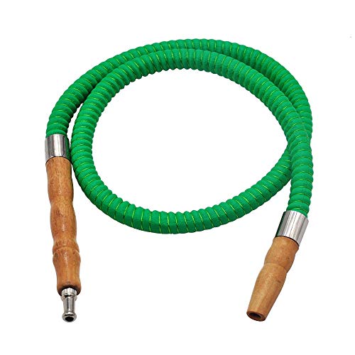 F-denghui, 1.0 m PU de Cuero Manguera de la cachimba Mango de la Boca de Madera Tubo Desfile Shisha Hookah Manguera Tubería de Agua Chicha Narguile Manguera Accesorios, sin Tabaco y sin nicotina